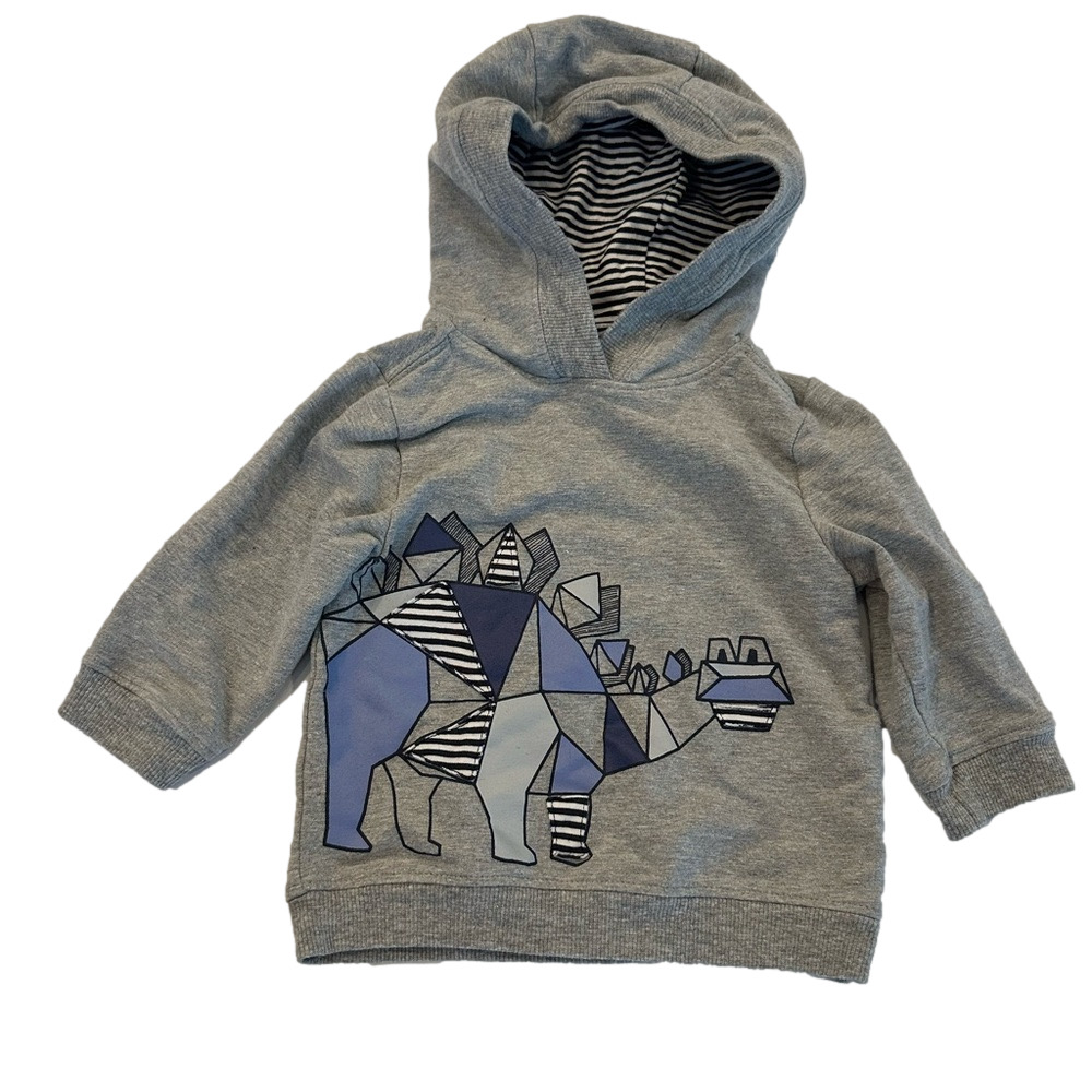 6/20$ Baby grey dinosaur graphic hoodie size 6-9 months